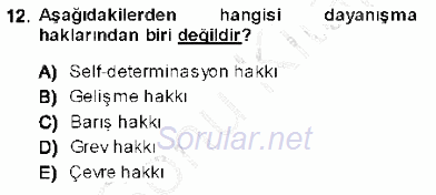 Temel İnsan Hakları Bilgisi 1 2013 - 2014 Dönem Sonu Sınavı 12.Soru