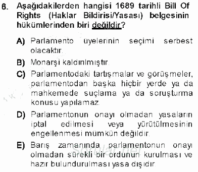 Temel İnsan Hakları Bilgisi 1 2013 - 2014 Dönem Sonu Sınavı 6.Soru