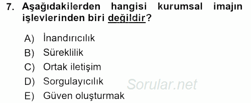 Kurumsal İletişim 2016 - 2017 Ara Sınavı 7.Soru
