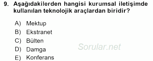 Kurumsal İletişim 2016 - 2017 Ara Sınavı 9.Soru