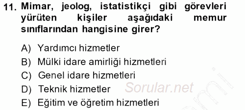 Kamu Personel Hukuku 2014 - 2015 Ara Sınavı 11.Soru