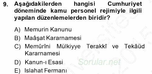 Kamu Personel Hukuku 2014 - 2015 Ara Sınavı 9.Soru