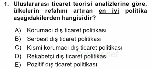 Uluslararası İktisat Politikası 2016 - 2017 Ara Sınavı 1.Soru
