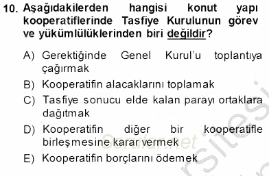 Konut Yapı Kooperatifçiliği 2013 - 2014 Dönem Sonu Sınavı 10.Soru