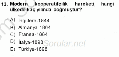 Konut Yapı Kooperatifçiliği 2013 - 2014 Dönem Sonu Sınavı 13.Soru