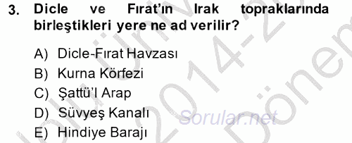 Modern Ortadoğu Tarihi 2014 - 2015 Dönem Sonu Sınavı 3.Soru