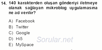 Medya Ekonomisi ve İşletmeciliği 2013 - 2014 Tek Ders Sınavı 14.Soru