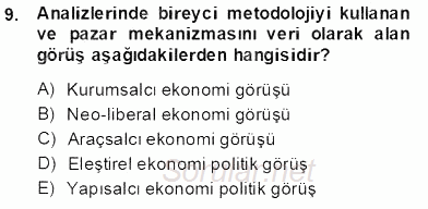 Medya Ekonomisi ve İşletmeciliği 2013 - 2014 Tek Ders Sınavı 9.Soru