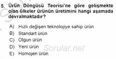 Uluslararası İktisat Teorisi 2015 - 2016 Dönem Sonu Sınavı 5.Soru