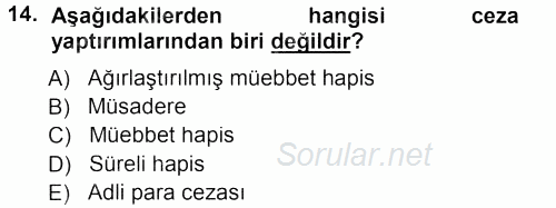 Ceza Hukukuna Giriş 2012 - 2013 Dönem Sonu Sınavı 14.Soru