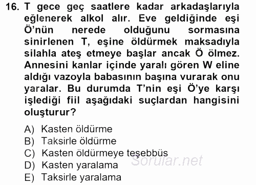 Ceza Hukukuna Giriş 2012 - 2013 Dönem Sonu Sınavı 16.Soru