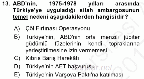 Türkiye Cumhuriyeti İktisat Tarihi 2016 - 2017 3 Ders Sınavı 13.Soru