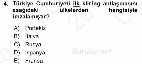 Türkiye Cumhuriyeti İktisat Tarihi 2016 - 2017 3 Ders Sınavı 4.Soru