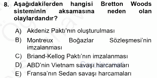 Türkiye Cumhuriyeti İktisat Tarihi 2016 - 2017 3 Ders Sınavı 8.Soru