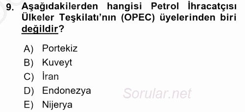 Türkiye Cumhuriyeti İktisat Tarihi 2016 - 2017 3 Ders Sınavı 9.Soru