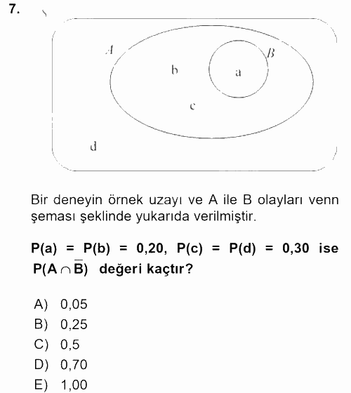 İstatistik 1 2016 - 2017 3 Ders Sınavı 7.Soru