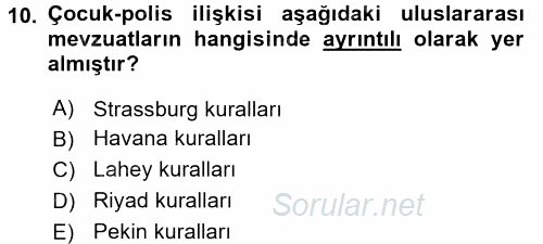 Sosyal Hizmet Mevzuatı 2015 - 2016 Dönem Sonu Sınavı 10.Soru