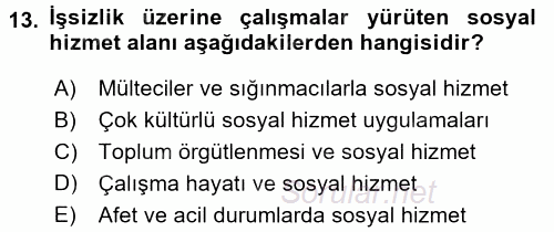 Sosyal Hizmet Mevzuatı 2015 - 2016 Dönem Sonu Sınavı 13.Soru