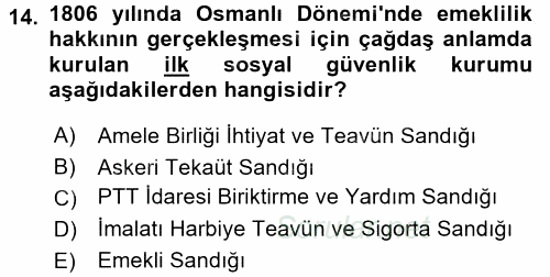 Sosyal Hizmet Mevzuatı 2015 - 2016 Dönem Sonu Sınavı 14.Soru