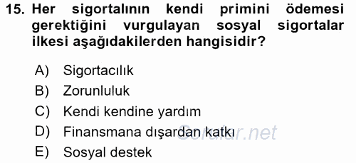 Sosyal Hizmet Mevzuatı 2015 - 2016 Dönem Sonu Sınavı 15.Soru
