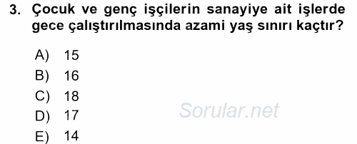 Sosyal Hizmet Mevzuatı 2015 - 2016 Dönem Sonu Sınavı 3.Soru