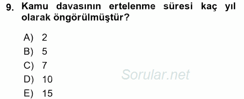 Sosyal Hizmet Mevzuatı 2015 - 2016 Dönem Sonu Sınavı 9.Soru