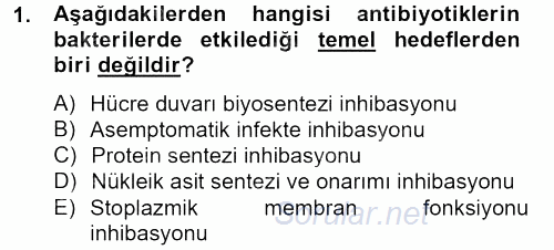 Gıda Güvenliğinin Temel Prensipleri 2013 - 2014 Tek Ders Sınavı 1.Soru