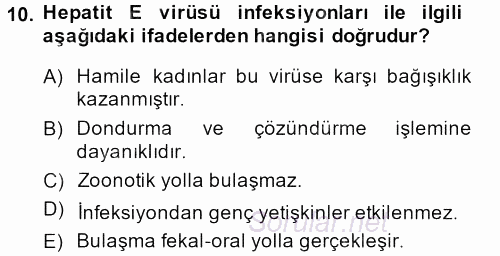 Gıda Güvenliğinin Temel Prensipleri 2013 - 2014 Tek Ders Sınavı 10.Soru