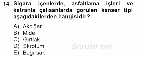 Gıda Güvenliğinin Temel Prensipleri 2013 - 2014 Tek Ders Sınavı 14.Soru