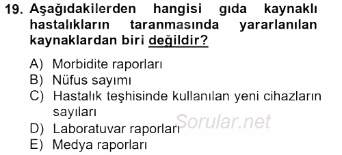 Gıda Güvenliğinin Temel Prensipleri 2013 - 2014 Tek Ders Sınavı 19.Soru