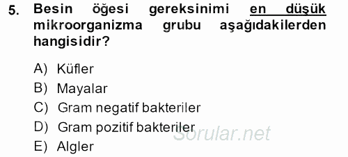 Gıda Güvenliğinin Temel Prensipleri 2013 - 2014 Tek Ders Sınavı 5.Soru