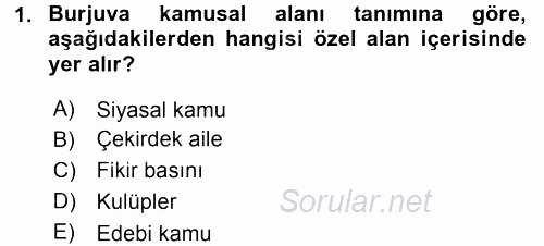 Medya Siyaset Kültür 2015 - 2016 Tek Ders Sınavı 1.Soru