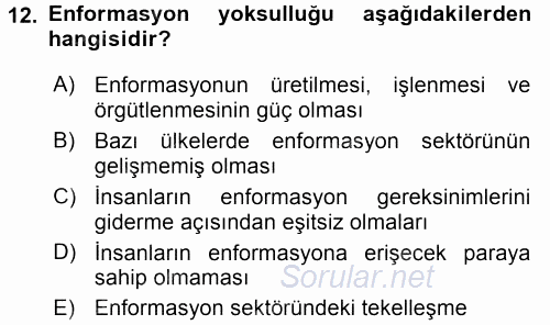 Medya Siyaset Kültür 2015 - 2016 Tek Ders Sınavı 12.Soru