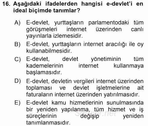 Medya Siyaset Kültür 2015 - 2016 Tek Ders Sınavı 16.Soru