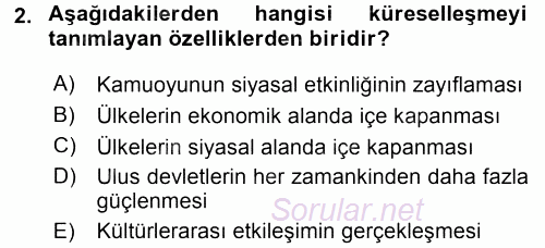 Medya Siyaset Kültür 2015 - 2016 Tek Ders Sınavı 2.Soru