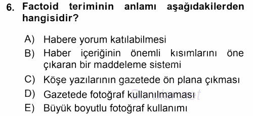 Medya Siyaset Kültür 2015 - 2016 Tek Ders Sınavı 6.Soru