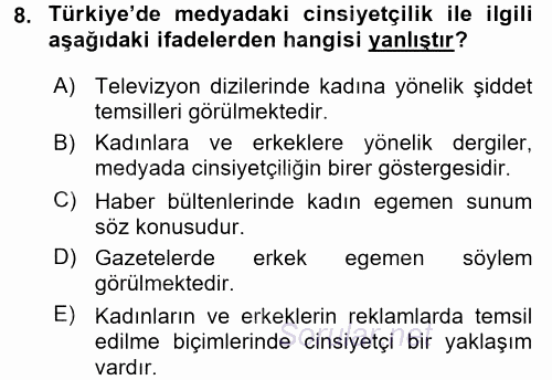 Medya Siyaset Kültür 2015 - 2016 Tek Ders Sınavı 8.Soru