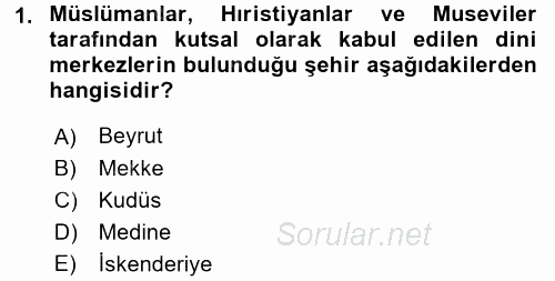 Orta Doğuda Siyaset 2017 - 2018 Ara Sınavı 1.Soru