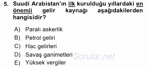 Orta Doğuda Siyaset 2017 - 2018 Ara Sınavı 5.Soru