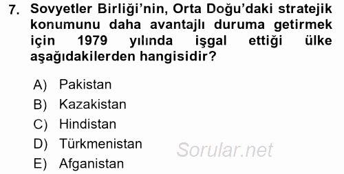 Orta Doğuda Siyaset 2017 - 2018 Ara Sınavı 7.Soru