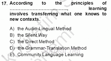 İngilizce Öğretiminde Yaklaşımlar 2014 - 2015 Ara Sınavı 17.Soru