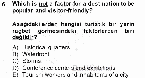 Turizm Için Ingilizce 2 2013 - 2014 Dönem Sonu Sınavı 6.Soru