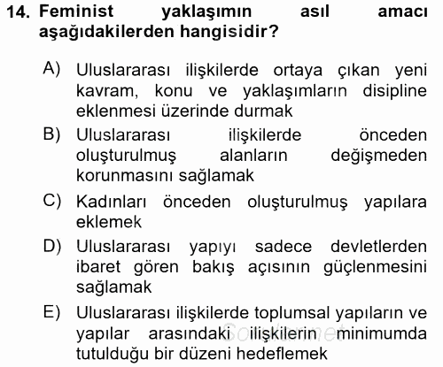 Uluslararası İlişkiler Kuramları 2 2015 - 2016 Dönem Sonu Sınavı 14.Soru