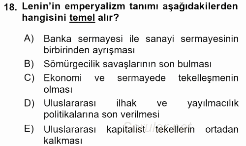 Uluslararası İlişkiler Kuramları 2 2015 - 2016 Dönem Sonu Sınavı 18.Soru