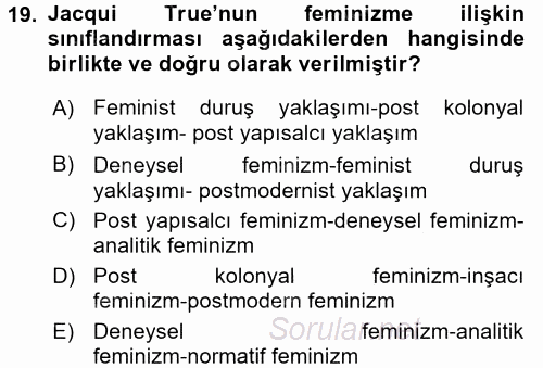 Uluslararası İlişkiler Kuramları 2 2015 - 2016 Dönem Sonu Sınavı 19.Soru