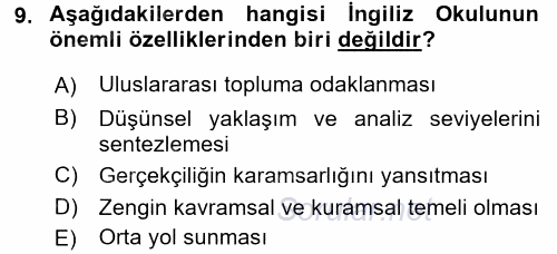 Uluslararası İlişkiler Kuramları 2 2015 - 2016 Dönem Sonu Sınavı 9.Soru