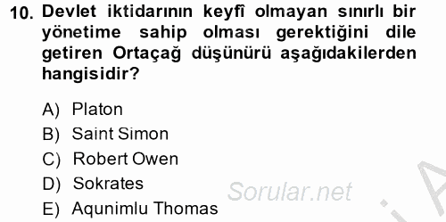 İnsan Hakları Ve Kamu Özgürlükleri 2013 - 2014 Ara Sınavı 10.Soru