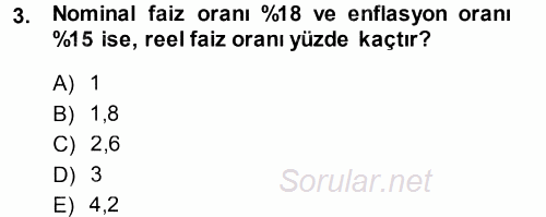 Finansal Yönetim 2014 - 2015 Tek Ders Sınavı 3.Soru