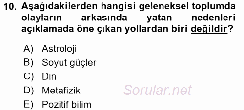 Çalışma Sosyolojisi 2016 - 2017 Ara Sınavı 10.Soru