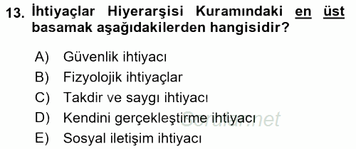 Çalışma Sosyolojisi 2016 - 2017 Ara Sınavı 13.Soru
